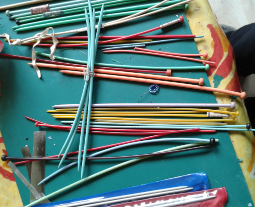 I found a heap of old plastic knitting needles that looked interesting.